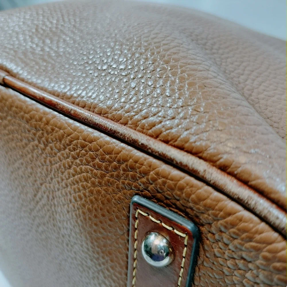 Vintage Dooney & Bourke Satchel; Brown Pebbled Leather,